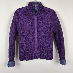 UBU Women Original Reversible Purple Shimmer Travel Jacket w/Pockets Small